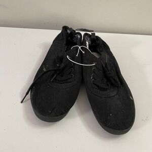 Basic Editions Canvas Sneakers Womens 7 Black New Lace Up Low Top